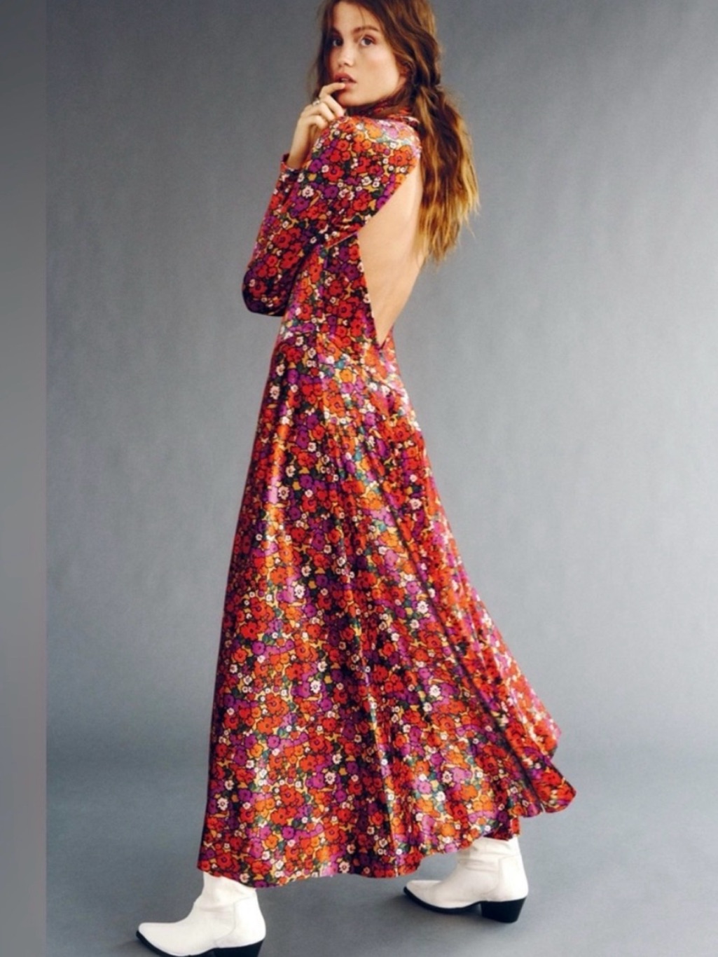 Free People Heartland Floral Velvet Maxi Dress